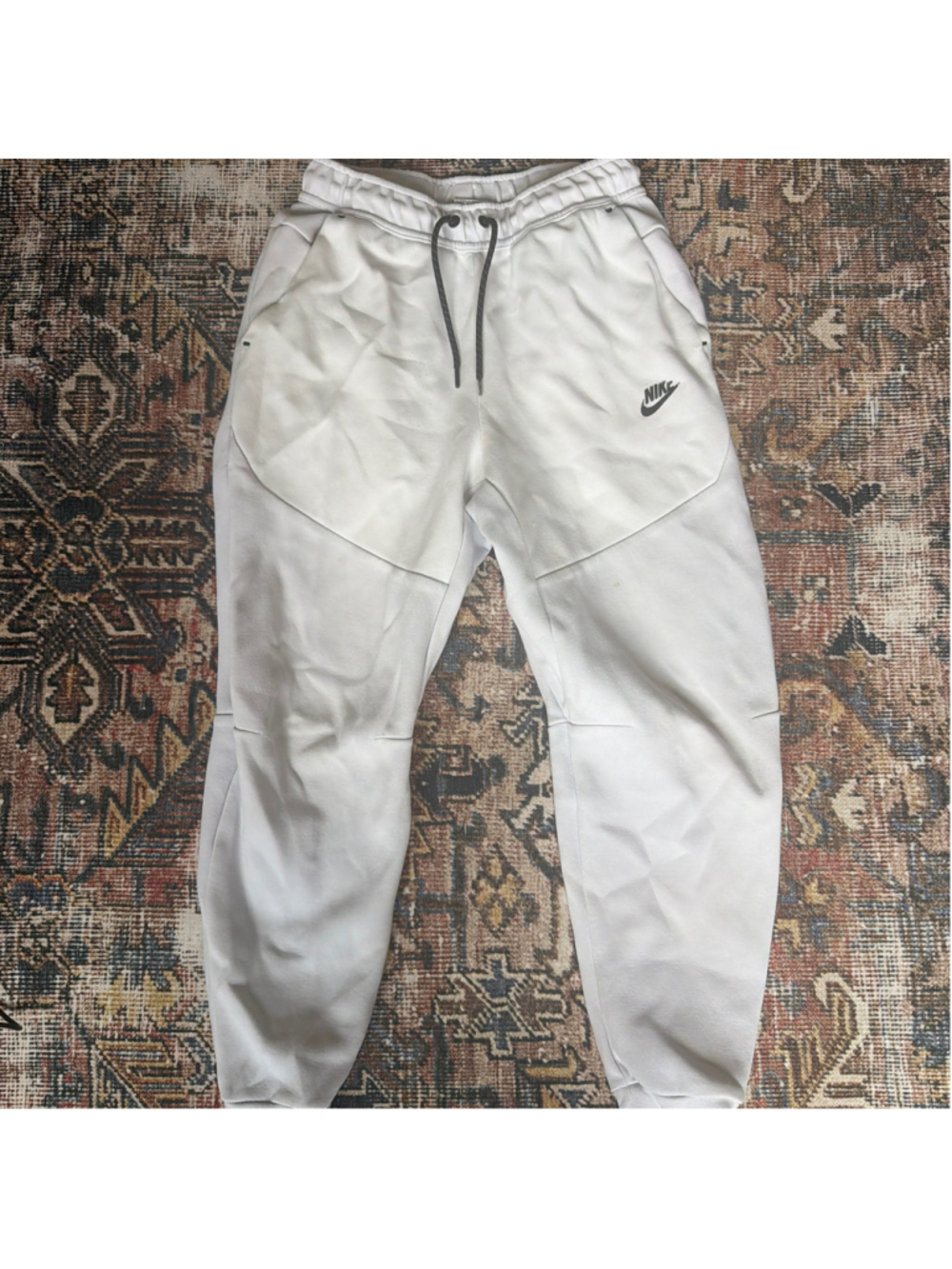 Men's Nike Tech Fleece Joggers Sweatpants White Black Size S